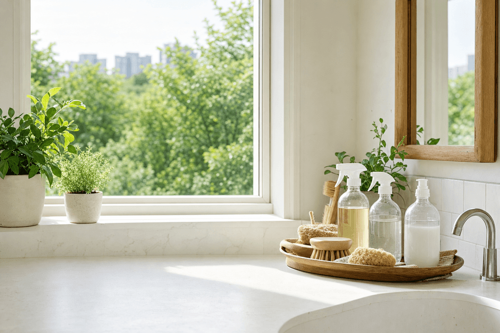 Apartment non toxic cleaning for an eco friendly bathroom